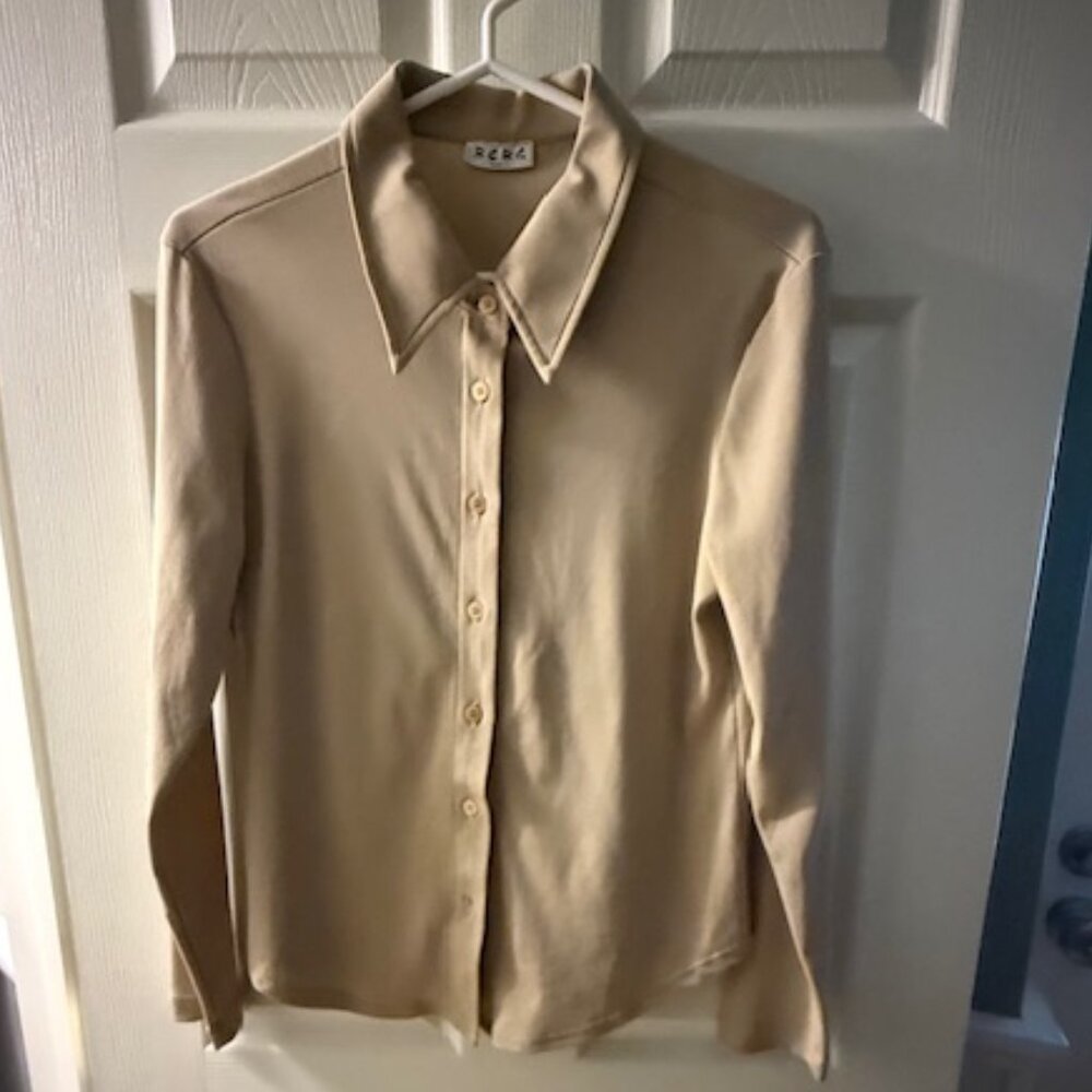 BCBG Max Azria cream beige blouse , L